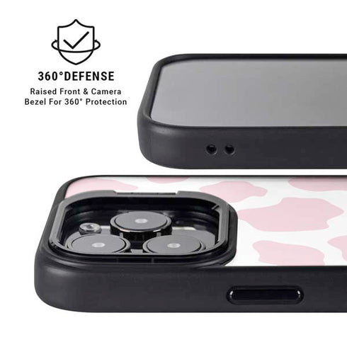 Pink Cow Print iPhone 15 Pro Kickstand Case